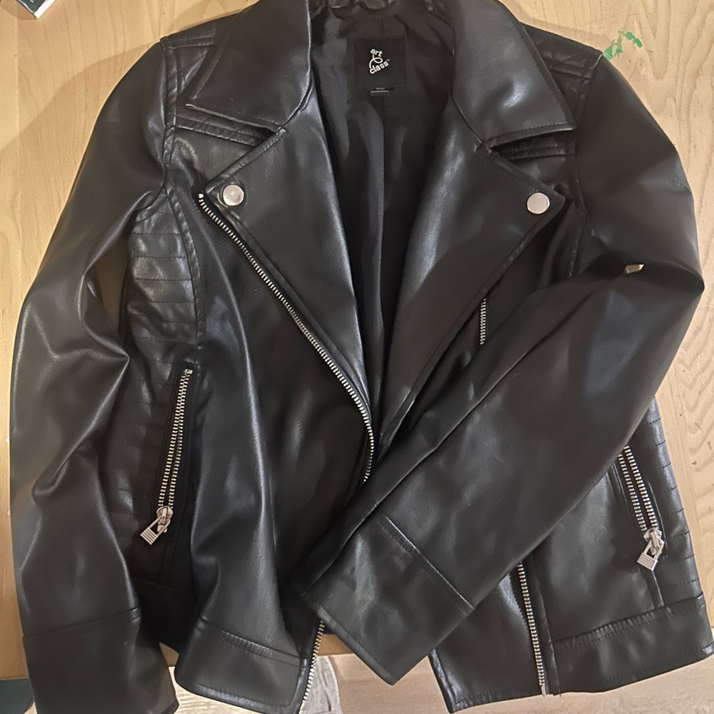 Art Class Black Faux Leather Jacket Kids
